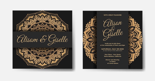 Luxury mandala wedding invitation template