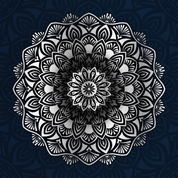 Luxury mandala with silver color arabic islamic background