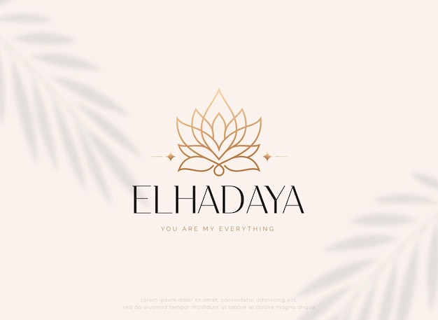 Luxury minimal linear lotus flower beauty spa logo design