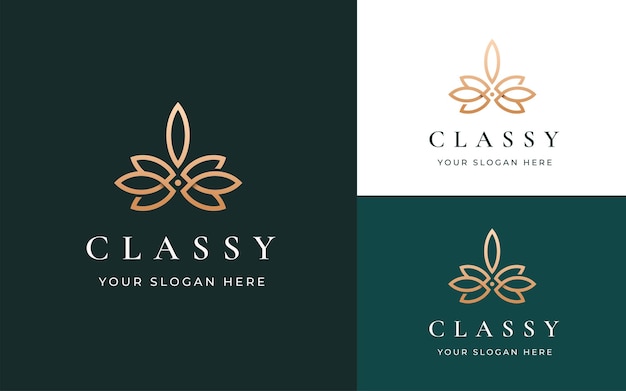 Luxury minimal linear lotus flower classy logo design