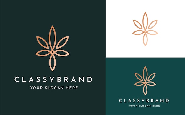 Luxury minimal linear lotus flower villa logo design