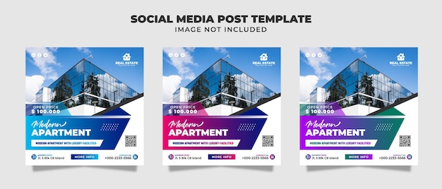 Luxury And Modern Apartment Social Media Post, Flyer And Banner Template For promotion