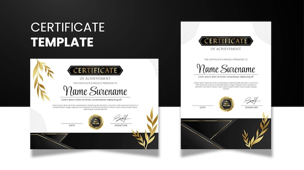 luxury and modern certificate of achievement design template