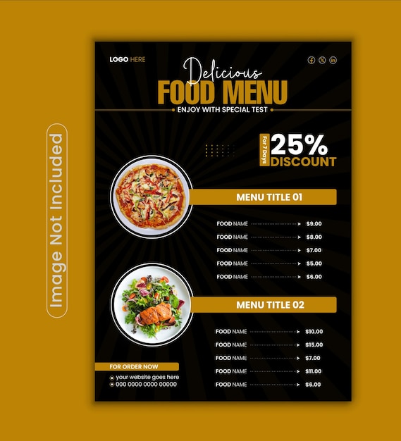 Luxury modern food menu design template