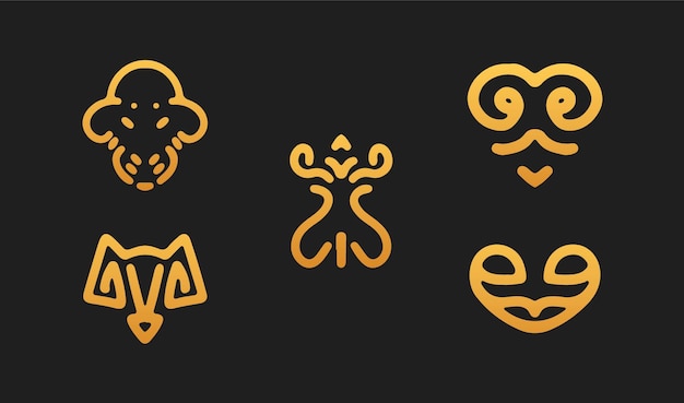 luxury monogram face animals logo design. identity icon design for business.