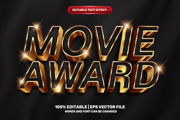 Luxury movie award black gold bold 3D Editable text Effect Style