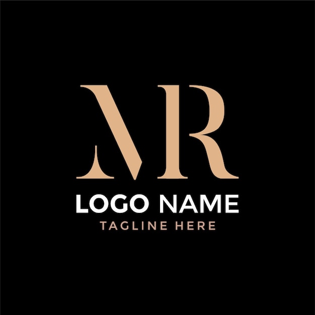 Luxury MR vector logotype. Premium letter MR logo with golden design.