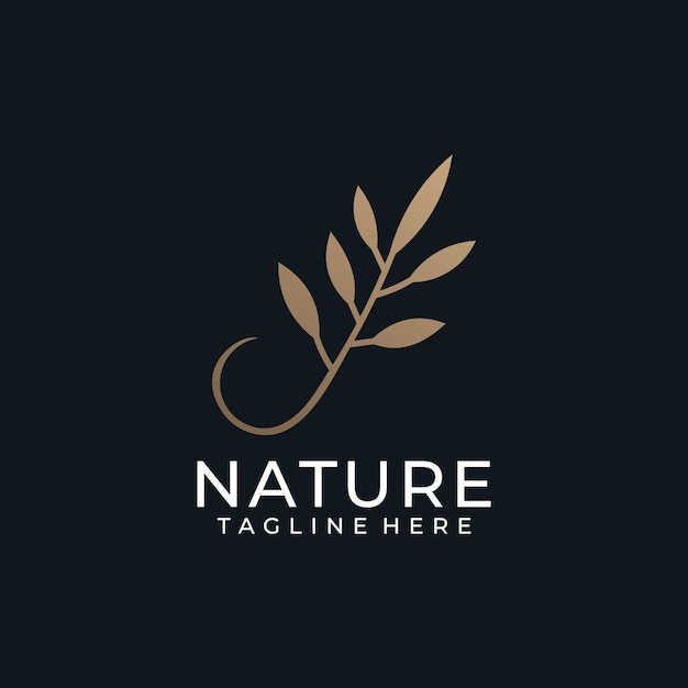 Luxury nature golden leaf flower minimal logo