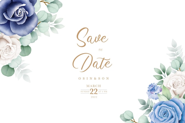 Luxury navy blue watercolor floral background design