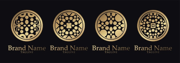 luxury ornament logo line art design