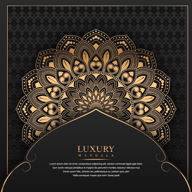 Luxury ornamental Arabesque mandala design with golden and black color background