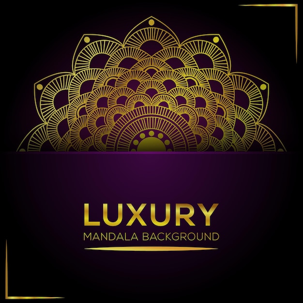 Luxury ornamental background design with mandala in gold color flower style