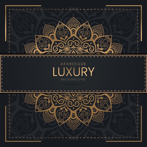 Luxury ornamental mandala background design in golden color arabesque