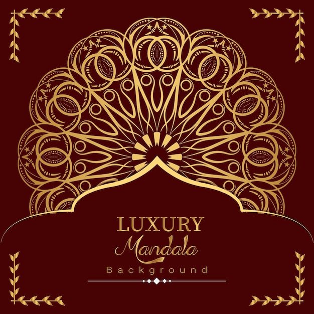 Luxury ornamental mandala design background in gold color premium vector