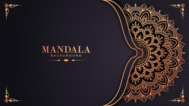 Luxury ornamental mandala design background in gold color premium vector