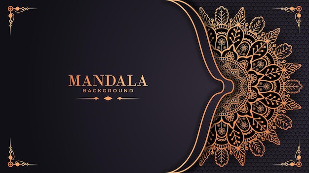 Luxury ornamental mandala design background in gold color premium vector