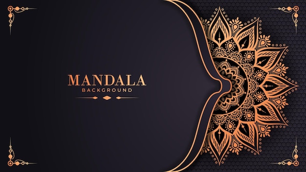 Luxury ornamental mandala design background in gold color premium vector