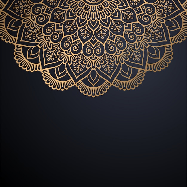 Luxury ornamental mandala design background in gold color vector