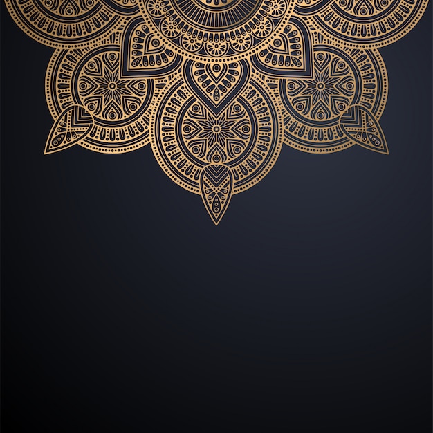 Luxury ornamental mandala design background in gold color vector