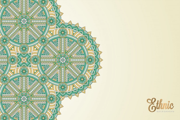 Luxury ornamental mandala design background in gold color vector