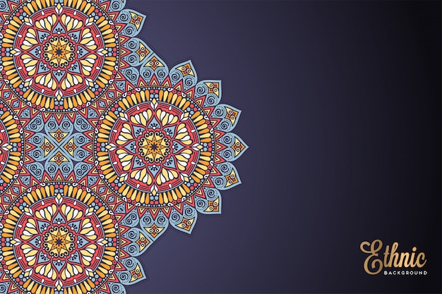 Vector luxury ornamental mandala design background in gold color vector