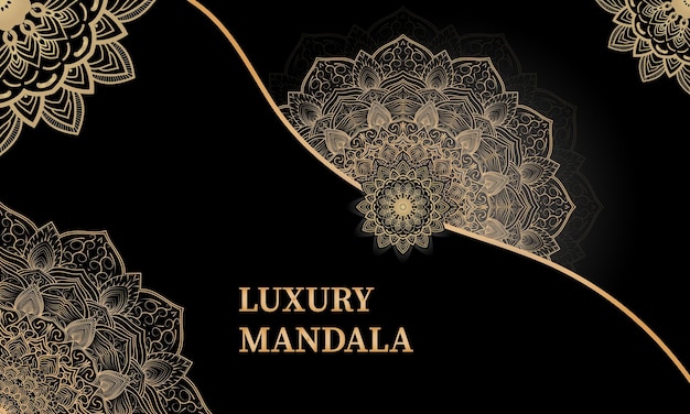 Luxury ornamental mandala design background in gold color vector