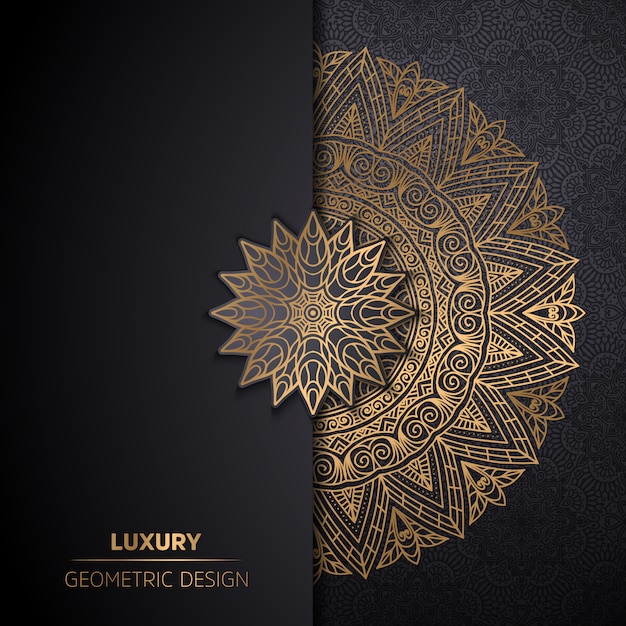 luxury ornamental mandala design background in gold color