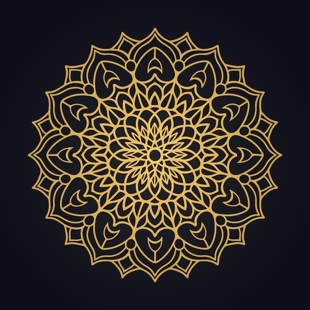 Luxury ornamental mandala design background in gold color