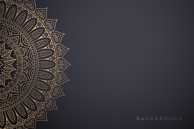 Luxury ornamental mandala design background in gold color 