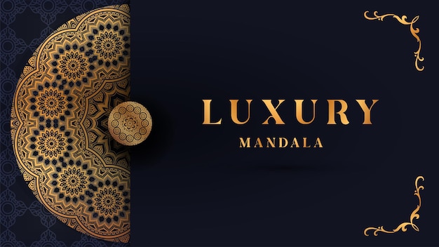 luxury ornamental mandala design background in gold color