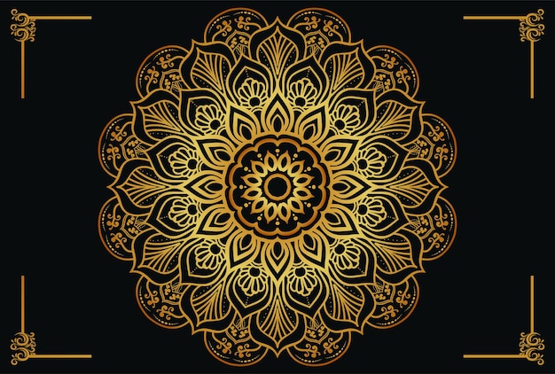 Luxury ornamental mandala design background in gold color