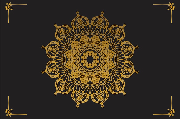 Luxury ornamental mandala design background in gold color