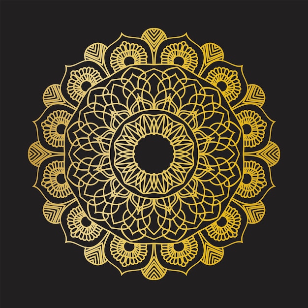 Luxury ornamental mandala design background in gold color