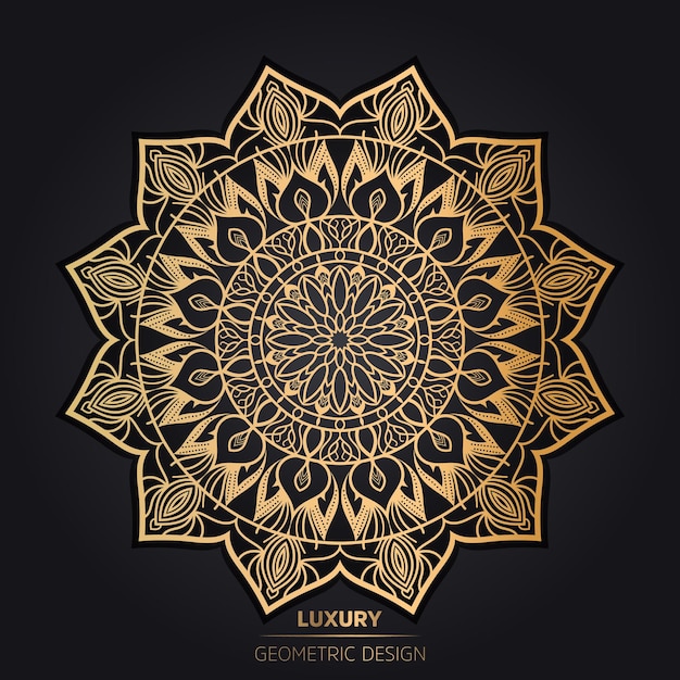 Luxury ornamental mandala design background in gold color