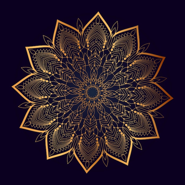 Luxury ornamental mandala design background in gold color