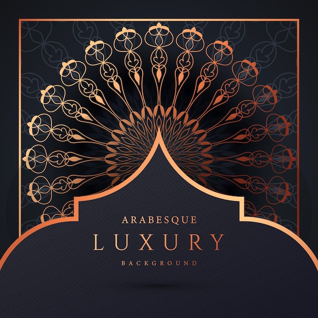 Luxury ornamental mandala design background in golden arabesque pattern vector Premium