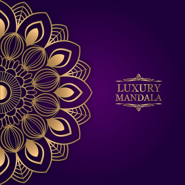 Luxury ornamental mandala design background in golden indigo color Free Vector