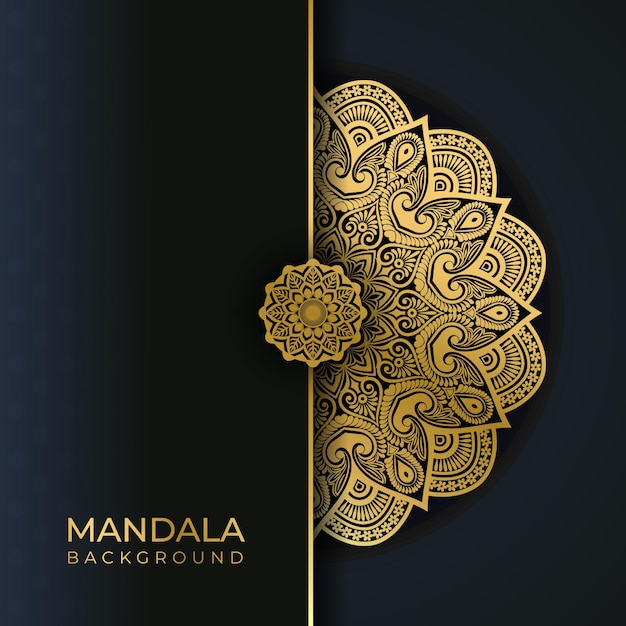 Luxury ornamental mandala effect design background in gold color  