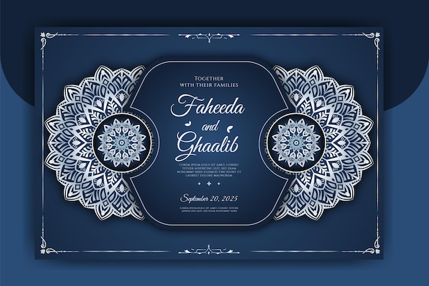 Vector luxury ornamental mandala wedding invitation card with golden arabesque arabic islamic background