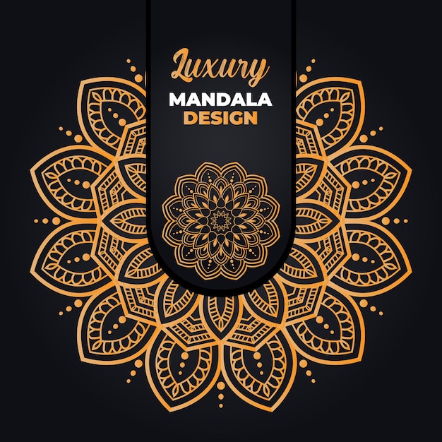 Luxury ornamental and wedding mandala design and islamic background in golden color