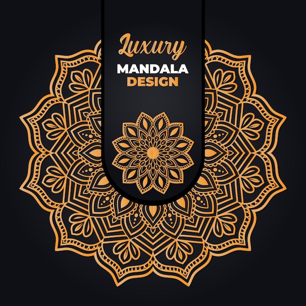 Luxury ornamental and wedding mandala design and islamic background in golden color