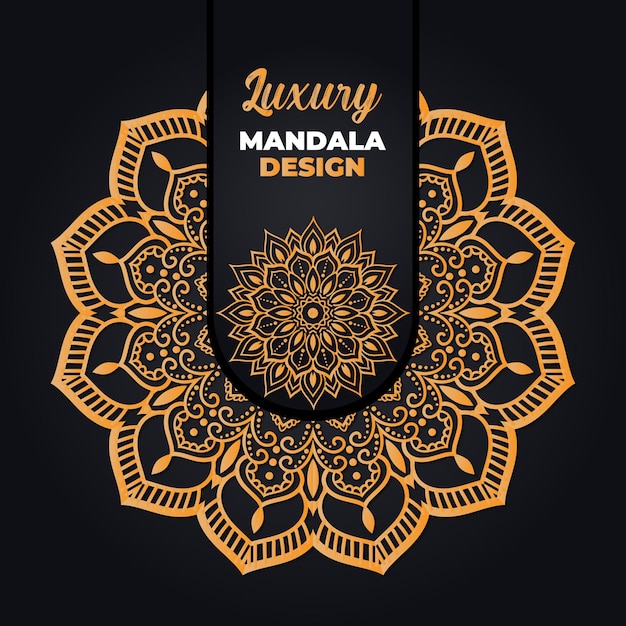 Luxury ornamental and wedding mandala design and islamic background in golden color