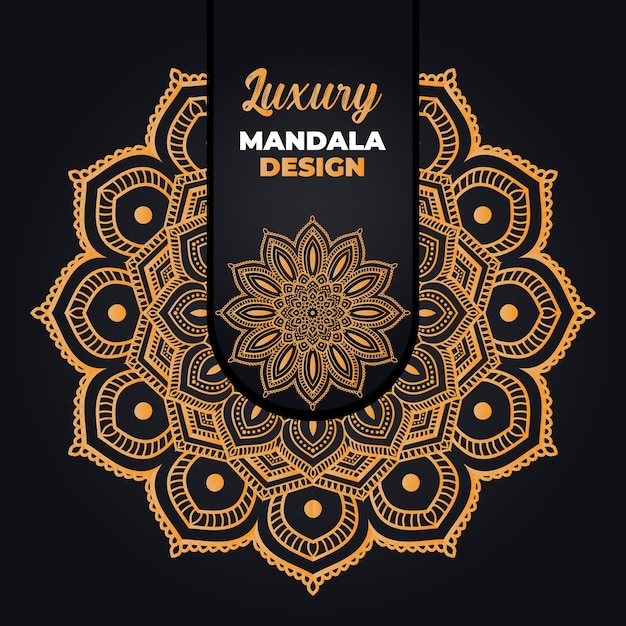 Luxury ornamental and wedding mandala design and islamic background in golden color