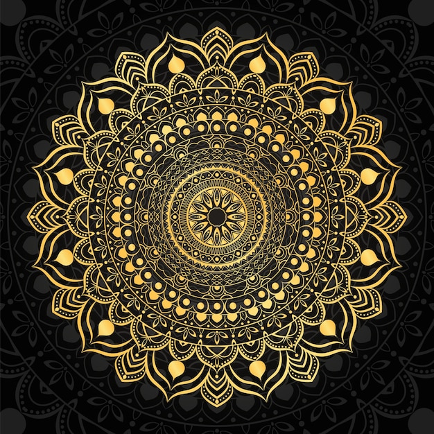 Luxury ornamental with golden mandala background