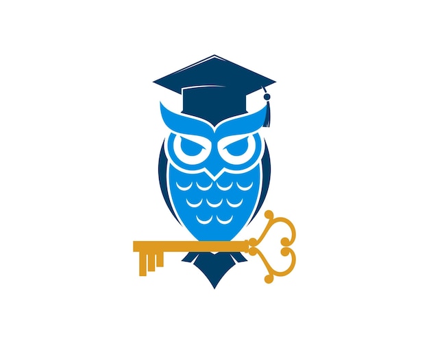 Luxury owl with graduation hat and key