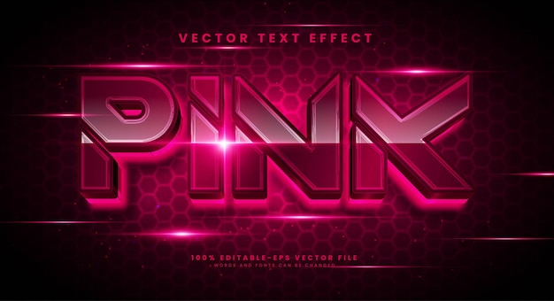 Luxury pink 3d editable vector text effect with modern light concept