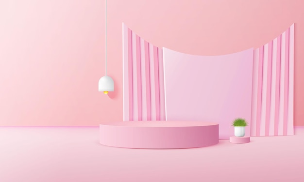 Luxury pink pastel podium scene background with backdrop product presentation mockup show cosmetic