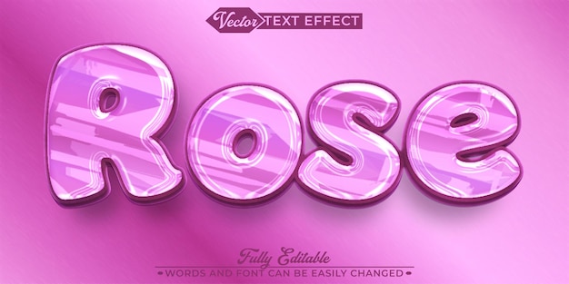 Vector luxury pink rose vector editable text effect template