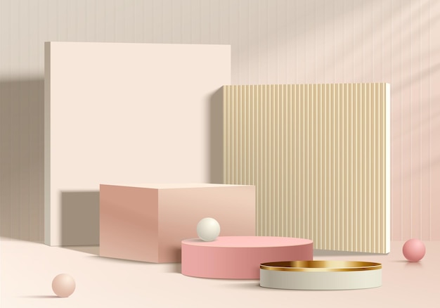 luxury podium pastel and gold color