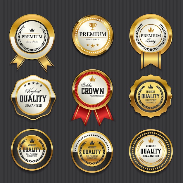 Luxury premium golden badge labels collection